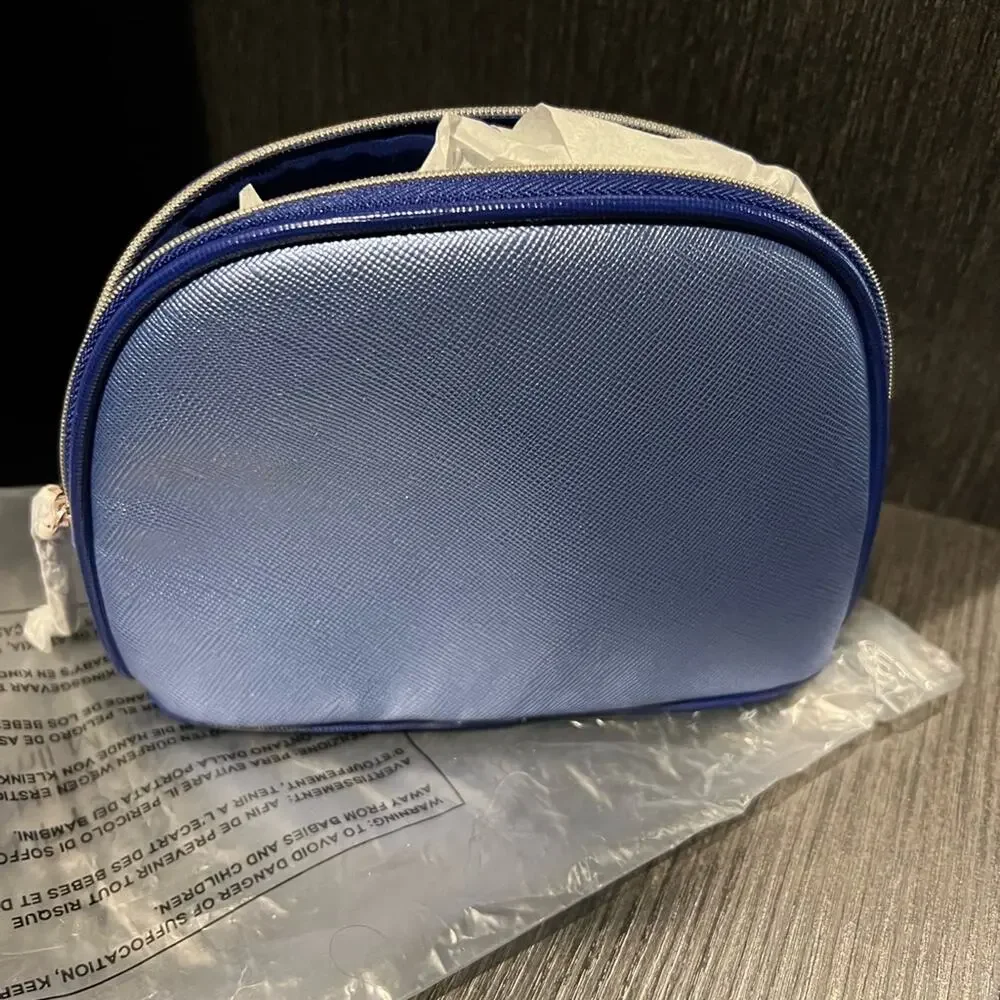 NWT La Mer Blue Metallic Cosmetic Case